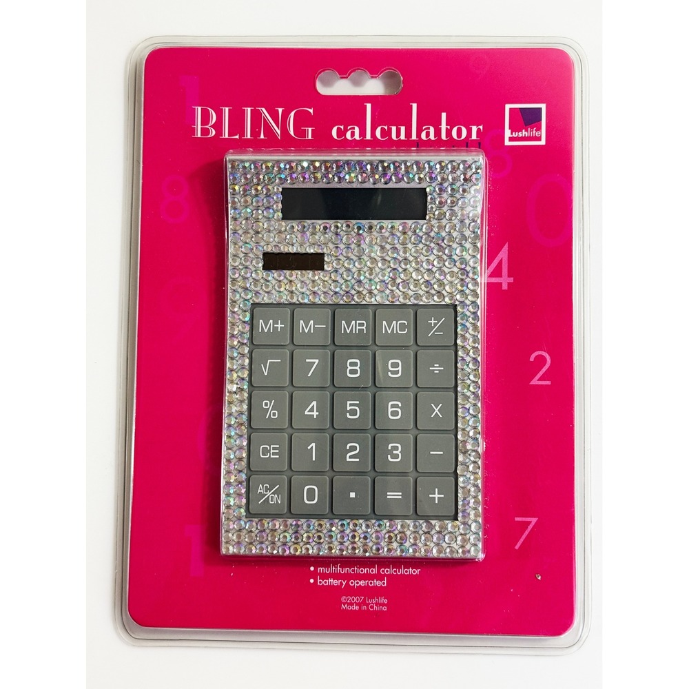 Lushlife Bling Calculator Silver Rhinestone Crystal Y2K Desk Accessory‎